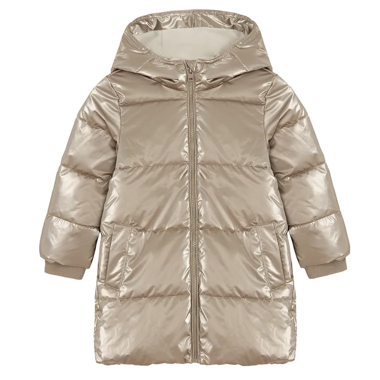 Cool Club, Geaca lunga cu gluga pentru fete, calduroasa, auriu