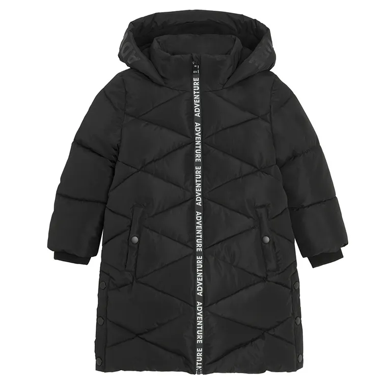Cool Club, Geaca lunga cu gluga pentru fete, calduroasa, negru