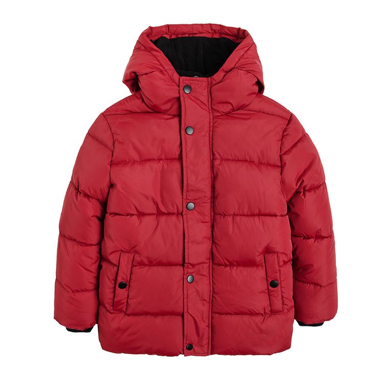 Cool Club, Geaca rosie matlasata cu gluga pentru baieti, calduroasa