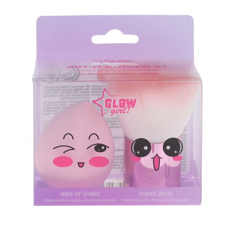 Cool Club, Glow Girl, set de accesorii pentru machiaj, burete + pensula