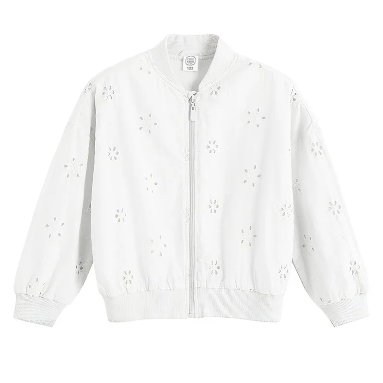 Cool Club, Hanorac bomber pentru fete, cu fermoar, alb