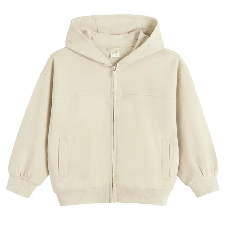 Cool Club, Hanorac cu gluga pentru baieti, cu fermoar, baggy, bej