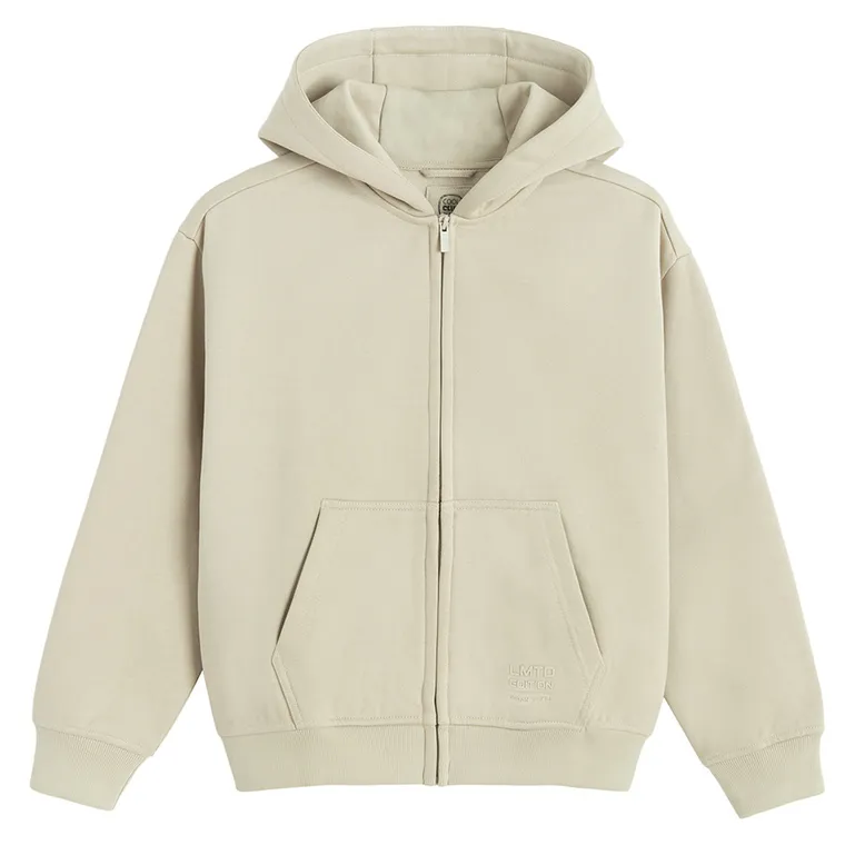 Cool Club, Hanorac cu gluga pentru baieti, cu fermoar, calduros, oversize, bej