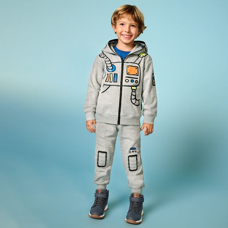 Cool Club, Hanorac cu gluga pentru baieti, cu fermoar, gri