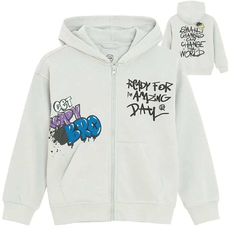 Cool Club, Hanorac cu gluga pentru baieti, cu fermoar, gri