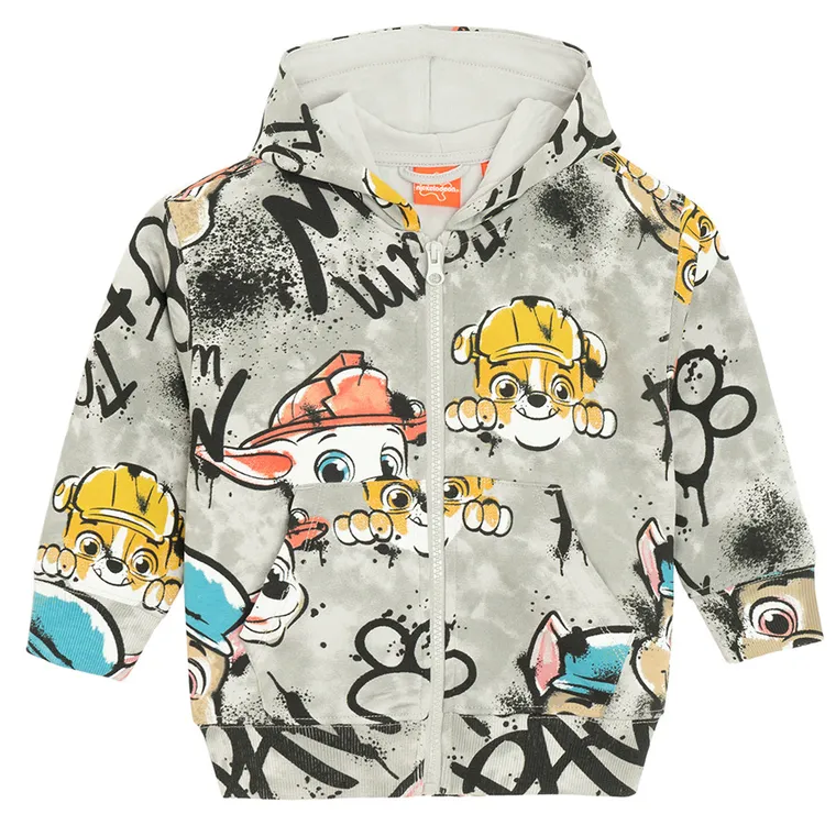 Cool Club, Hanorac cu gluga pentru baieti, cu fermoar, gri, imprimeu Paw Patrol
