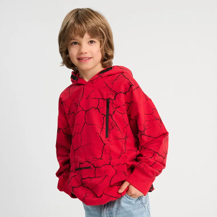 Cool Club, Hanorac cu gluga pentru baieti, oversize, rosu