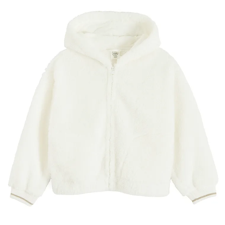 Cool Club, Hanorac cu gluga pentru fete, cu fermoar, alb
