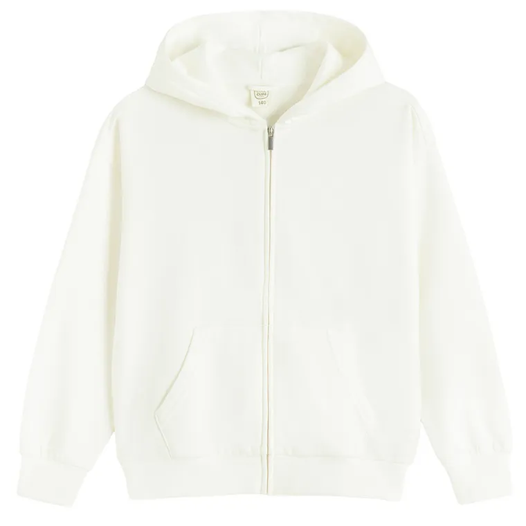 Cool Club, Hanorac cu gluga pentru fete, cu fermoar, alb