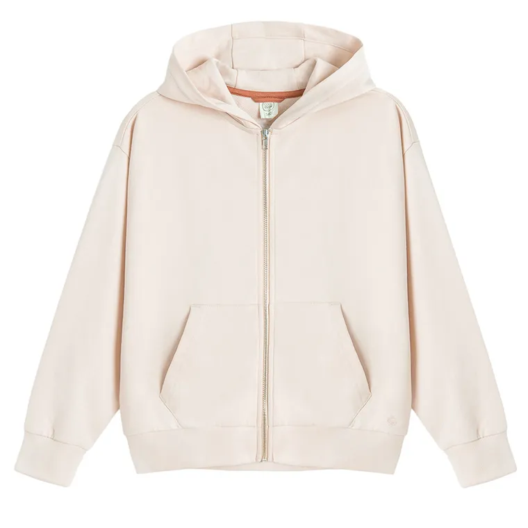 Cool Club, Hanorac cu gluga pentru fete, cu fermoar, bej