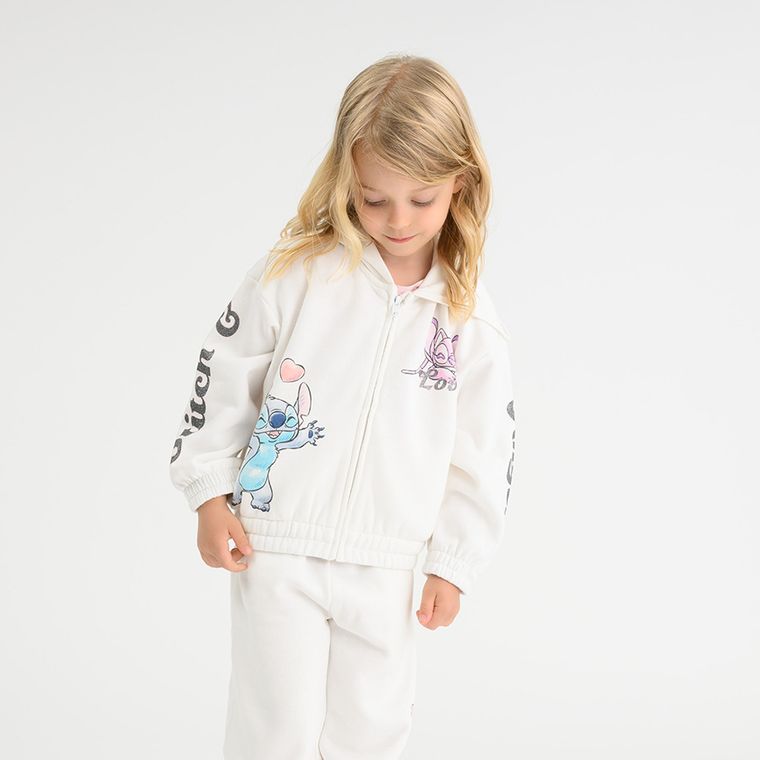 Cool Club, Hanorac cu gluga pentru fete, cu fermoar, crop top, alb, imprimeu Lilo si Stitch