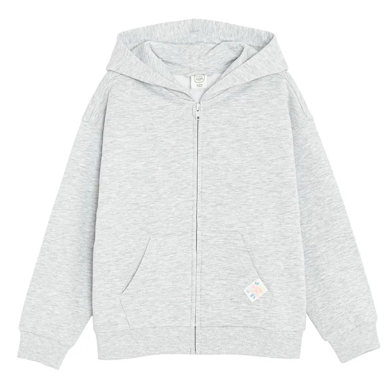 Cool Club, Hanorac cu gluga pentru fete, cu fermoar, cu fermoar, gri melanj