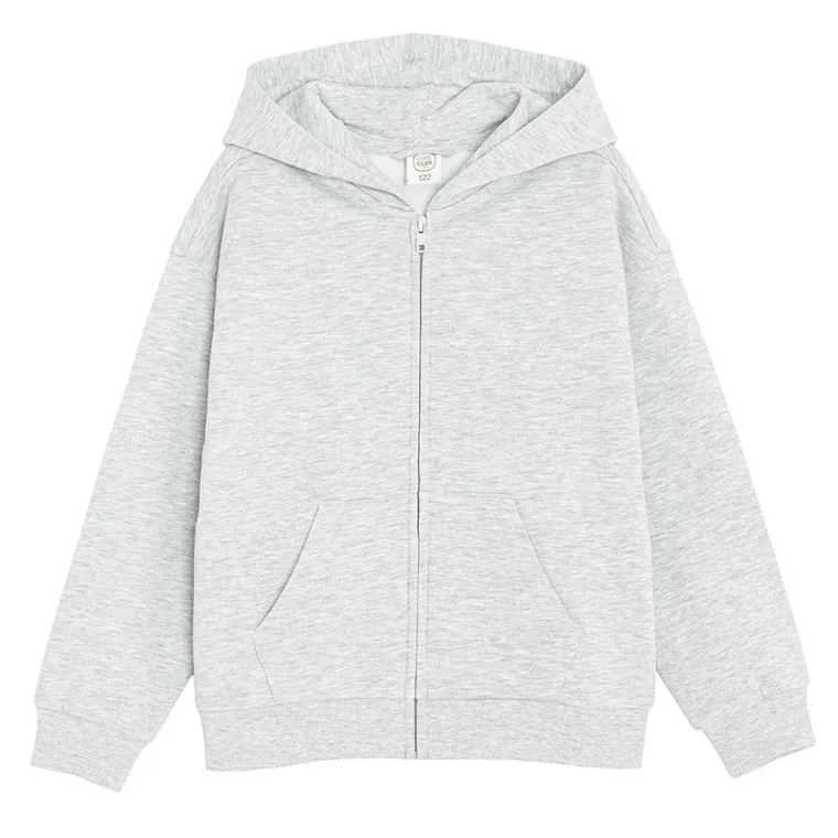 Cool Club, Hanorac cu gluga pentru fete, cu fermoar, cu fermoar, gri melanj