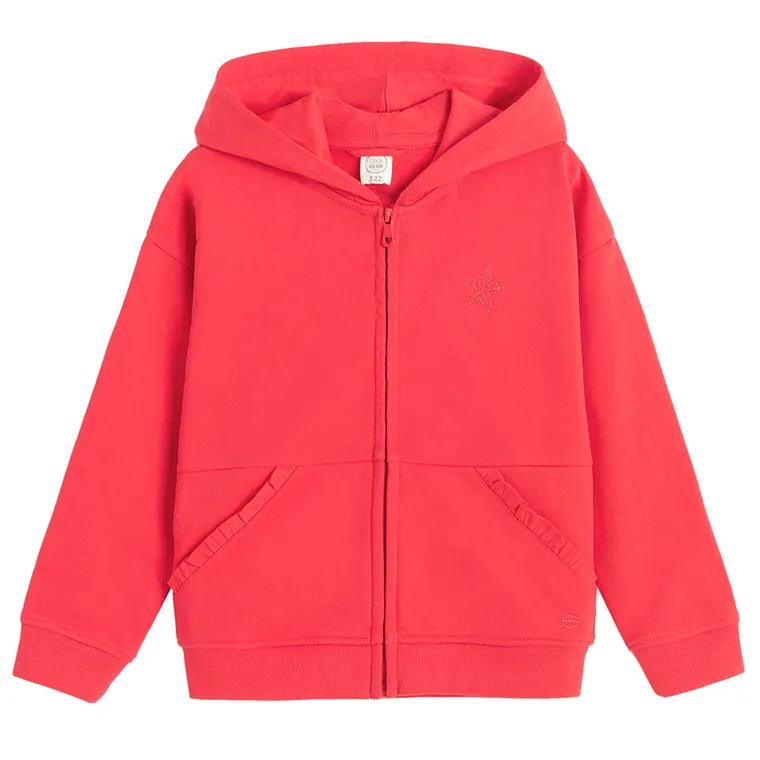 Cool Club, Hanorac cu gluga pentru fete, cu fermoar, rosu