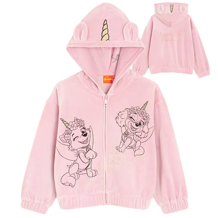 Cool Club, Hanorac cu gluga pentru fete, cu fermoar, velur, roz, imprimeu Paw Patrol