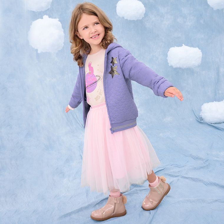 Cool Club, Hanorac cu gluga pentru fete, cu fermoar, violet