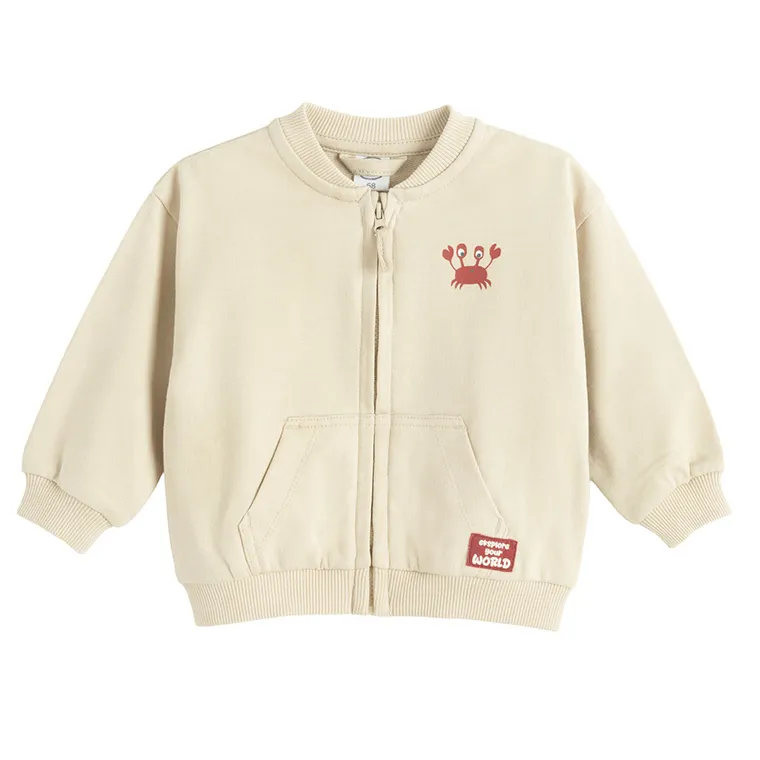 Cool Club, Hanorac pentru baieti, cu fermoar, bej