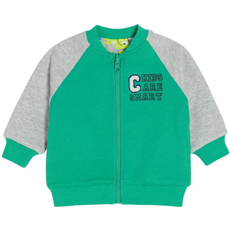 Cool Club, Hanorac pentru baieti, cu fermoar, cu doua fete, verde