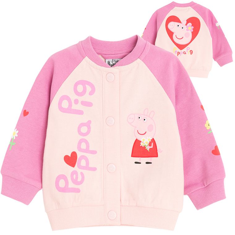 Cool Club, Hanorac pentru fete, cu capse, roz, imprimeu Peppa Pig