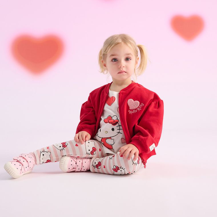 Cool Club, Hanorac pentru fete, cu fermoar, rosu, imprimeu Hello Kitty