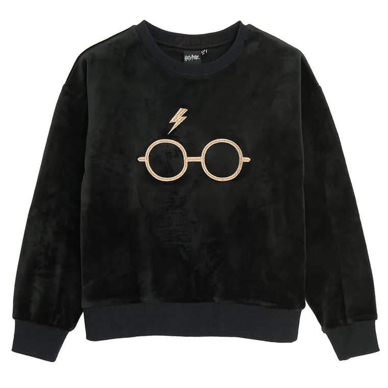 Cool Club, Hanorac pentru fete, velur, negru, imprimeu Harry Potter