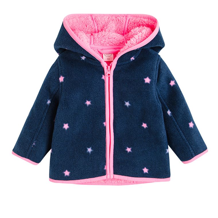 Cool Club, Hanorac polar cu gluga pentru fete, cu fermoar, bleumarin, stele