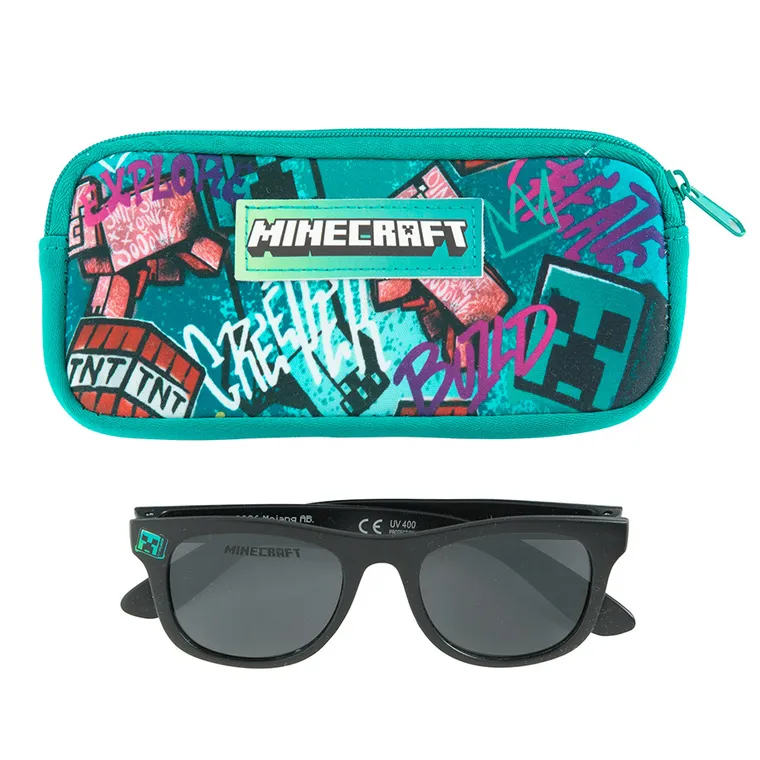 Cool Club, Ochelari de soare pentru baieti, Cutie de ochelari, mix, imprimeu Minecraft