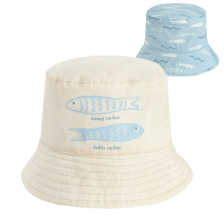 Cool Club, Palarie pentru baieti, cu doua fete, bej-albastru