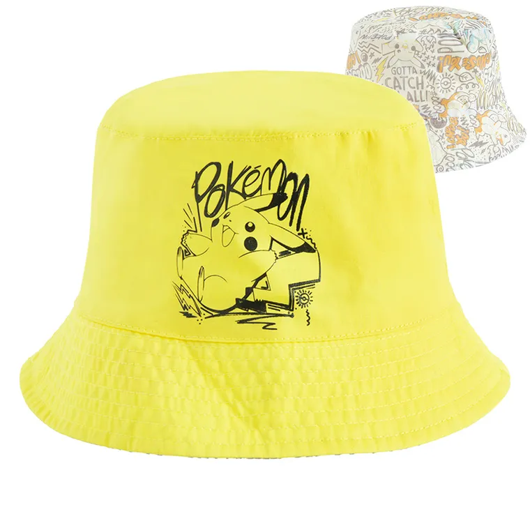 Cool Club, Palarie pentru baieti, cu doua fete, UV 50, galben, imprimeu Pokemon