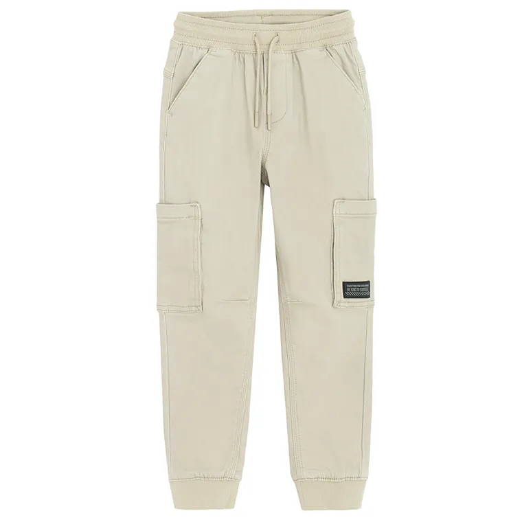 Cool Club, Pantaloni din material textil pentru baieti, jogger, bej