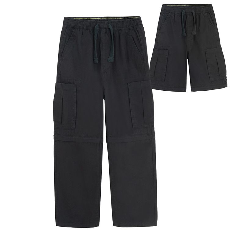 Cool Club, Pantaloni din material textil pentru baieti, wide leg, picioare detasabile, negru