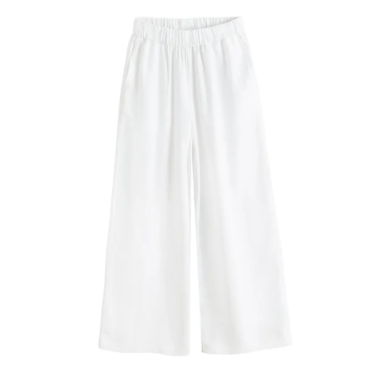 Cool Club, Pantaloni din material textil pentru fete, cu in, wide, alb