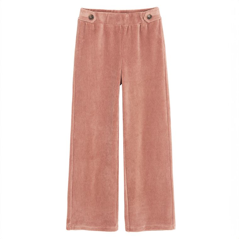 Cool Club, Pantaloni din material textil pentru fete, flare, din tricot striat, velur, maro