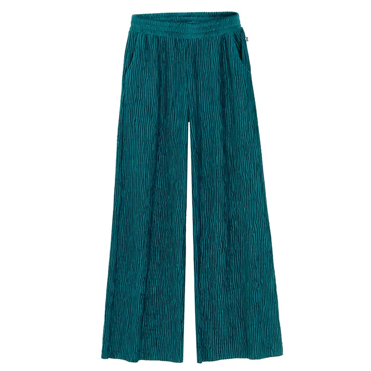 Cool Club, Pantaloni din material textil pentru fete, velur, din tricot striat, turcoaz