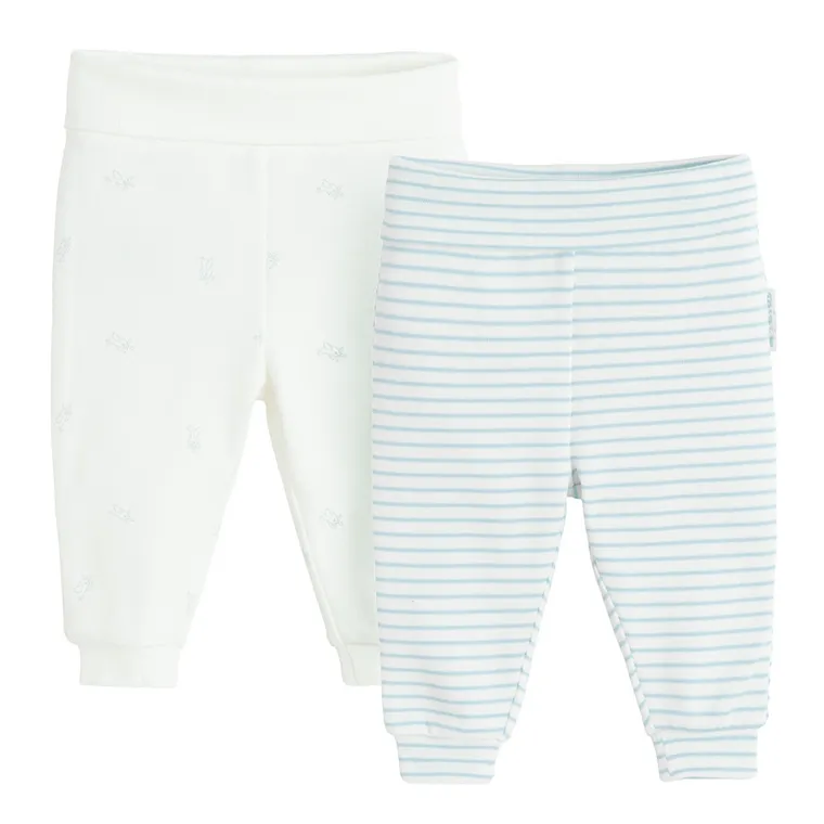 Cool Club, Pantaloni fara botosei pentru baieti, alb, set, 2 buc.