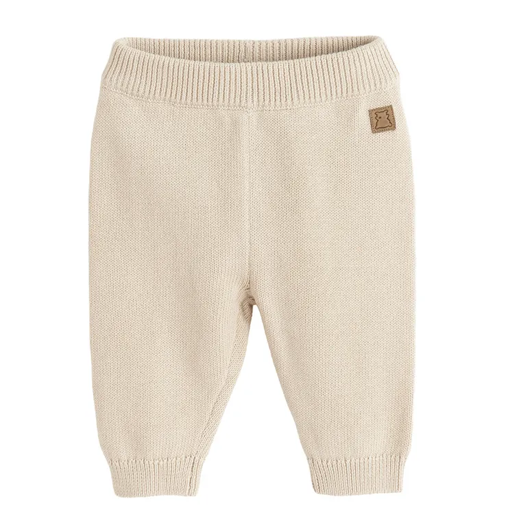 Cool Club, Pantaloni fara botosei pentru baieti, din tricot, bej