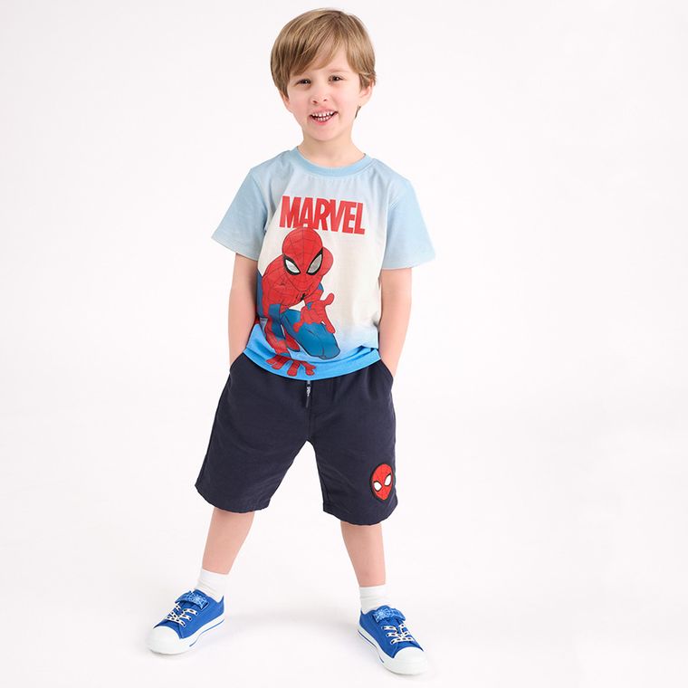 Cool Club, Pantaloni scurti de blugi pentru baieti, bleumarin, imprimeu Spider-Man