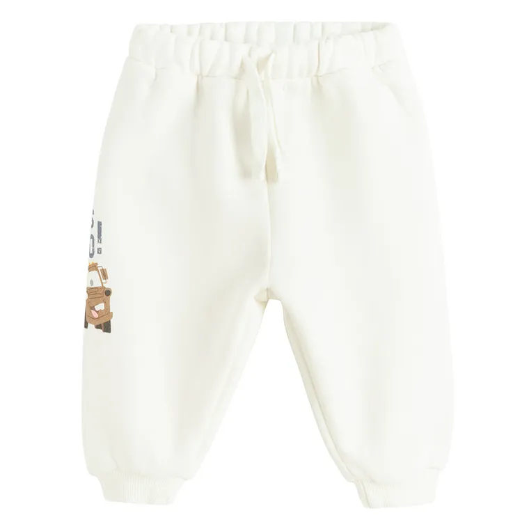 Cool Club, Pantaloni trening pentru baieti, alb, imprimeu Cars