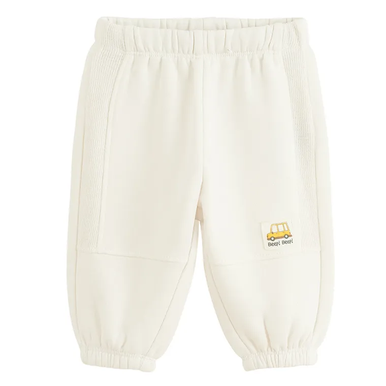 Cool Club, Pantaloni trening pentru baieti, baggy, caldurosi, ecru