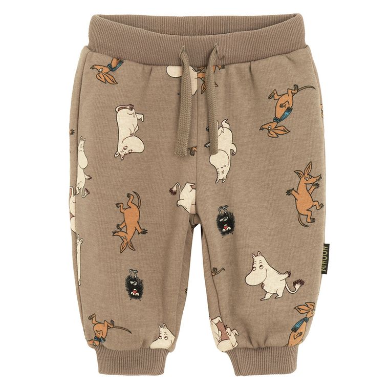 Cool Club, Pantaloni trening pentru baieti, maro, Imprimeu Moomins