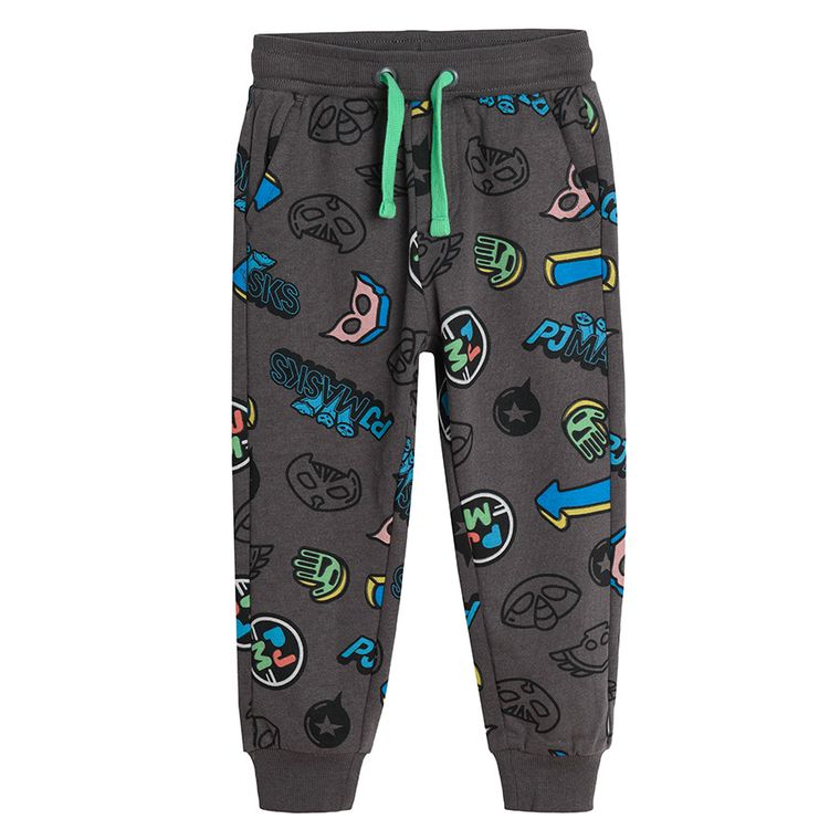 Cool Club, Pantaloni trening pentru baieti, negru-grafit, imprimeu PJ Masks
