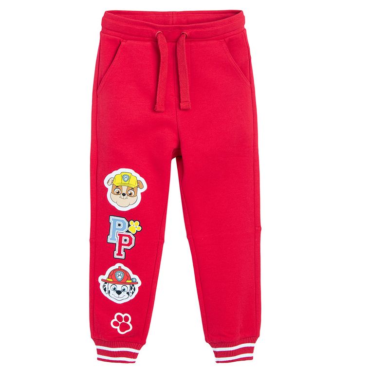 Cool Club, Pantaloni trening pentru baieti, slim, rosu, imprimeu Paw Patrol