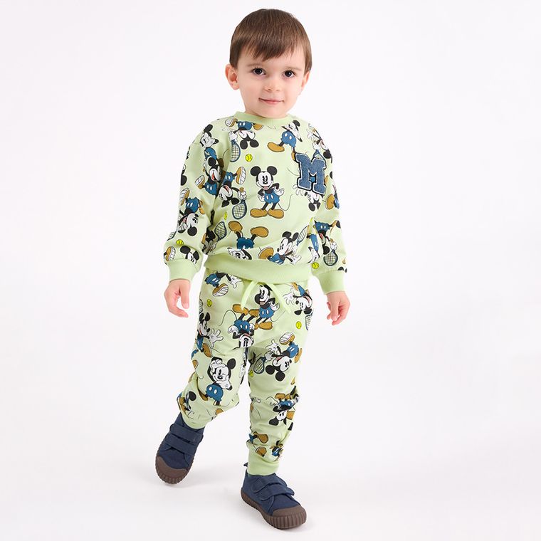 Cool Club, Pantaloni trening pentru baieti, verde, imprimeu Mickey Mouse