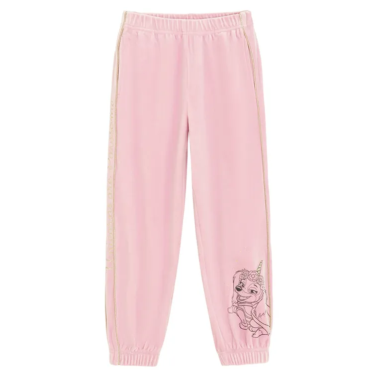 Cool Club, Pantaloni trening pentru fete, velur, roz,, imprimeu Paw Patrol