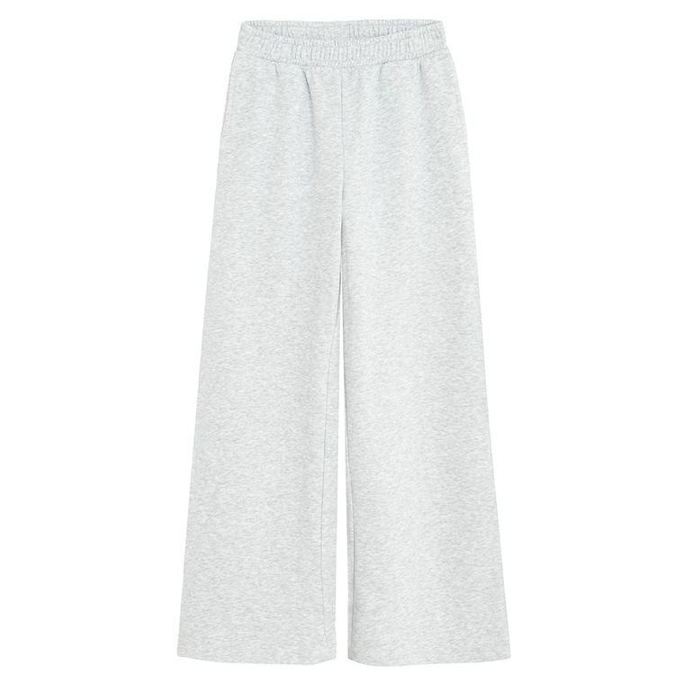 Cool Club, Pantaloni trening pentru fete, wide, caldurosi, gri melanj