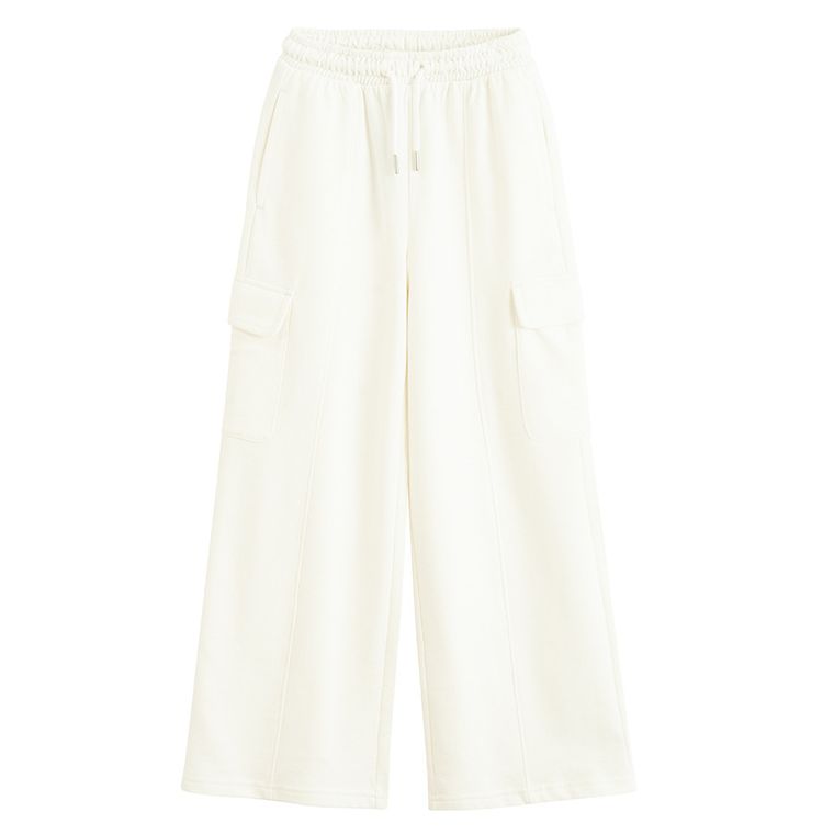 Cool Club, Pantaloni trening pentru fete, wide, ecru