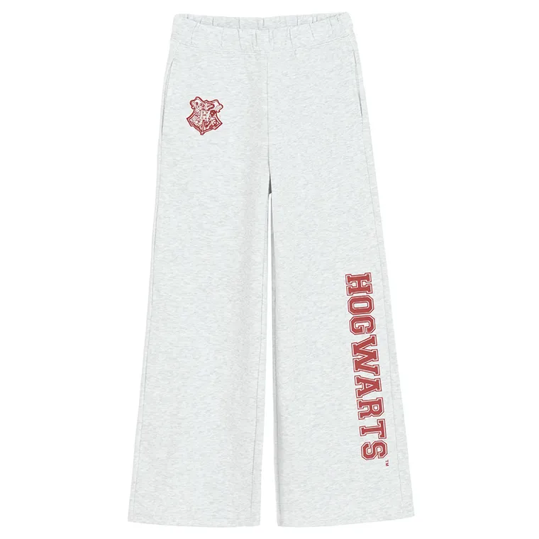 Cool Club, Pantaloni trening pentru fete, wide leg, gri, imprimeu Harry Potter