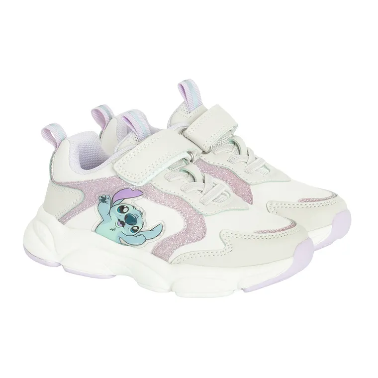 Cool Club, Pantofi sport pentru fete, alb, talpa cu leduri, imprimeu Lilo si Stitch