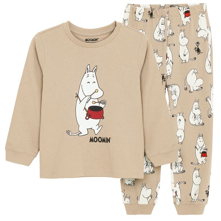 Cool Club, Pijama pentru baieti, bej, Imprimeu Moomins