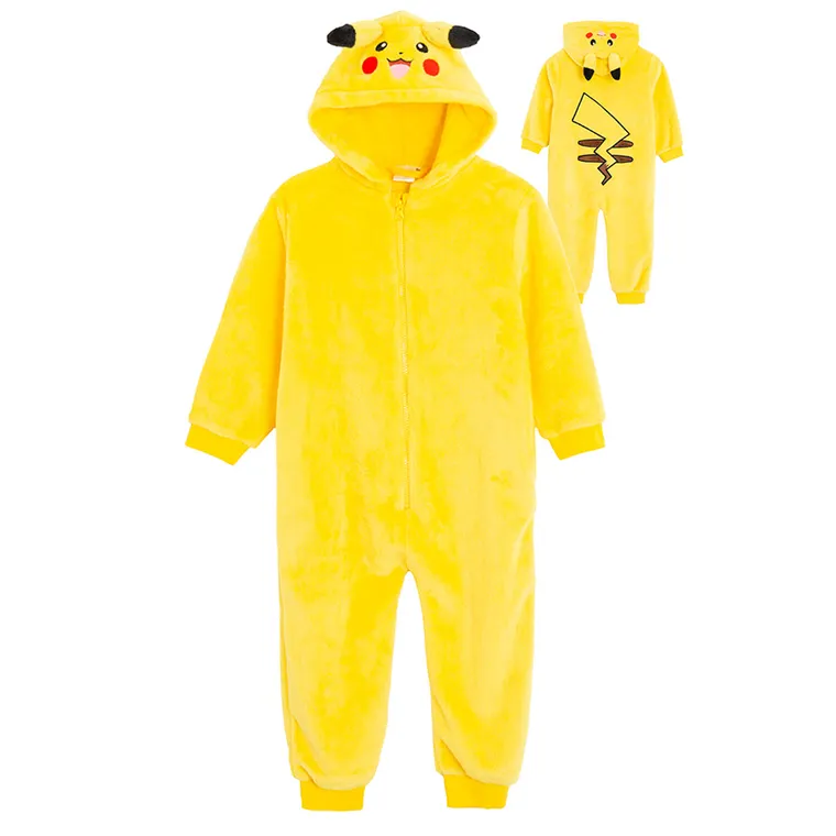 Cool Club, Pijama-salopeta cu gluga pentru baieti, galben, imprimeu Pokemon